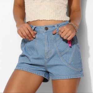BDG braided loop sun ray denim shorts